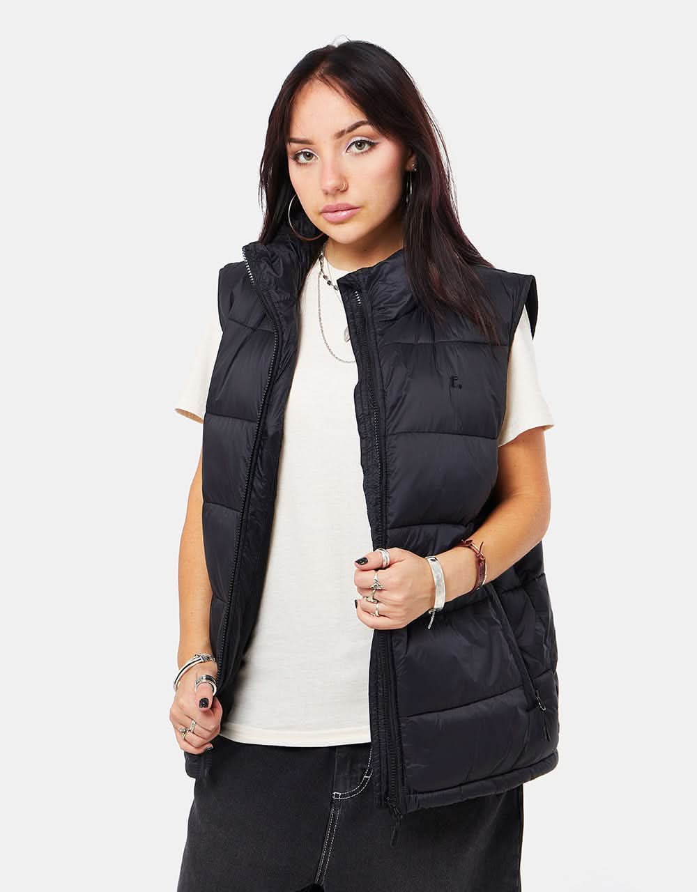 Route One Classic Puffer Gilet - Black - Image 11