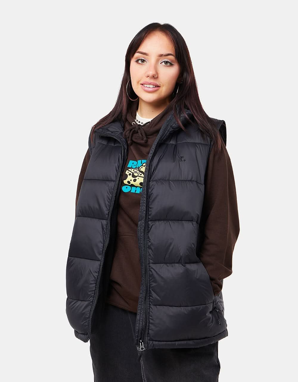 Route One Classic Puffer Gilet - Black - Image 18