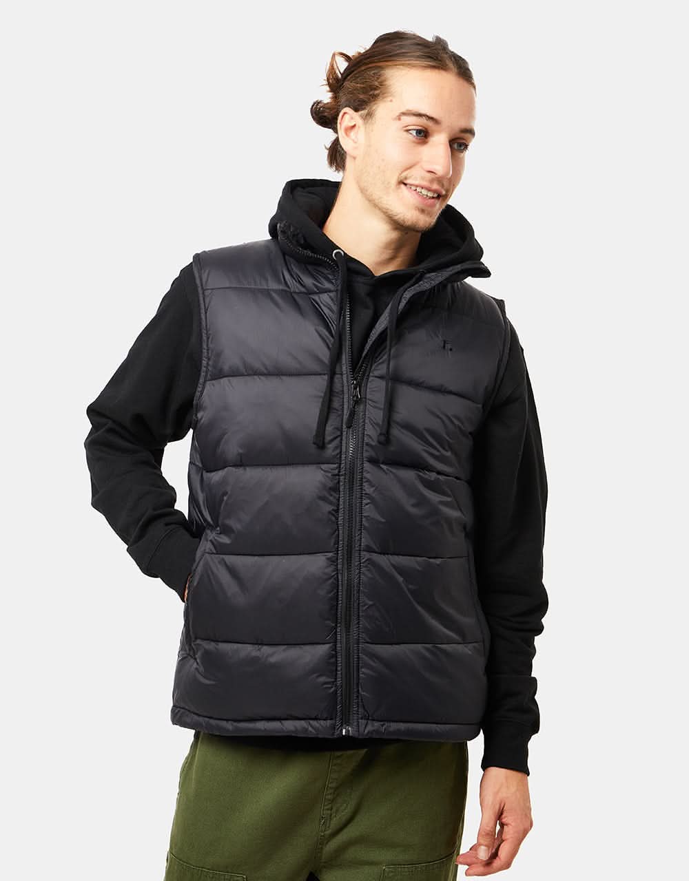 Route One Classic Puffer Gilet - Black - Image 2