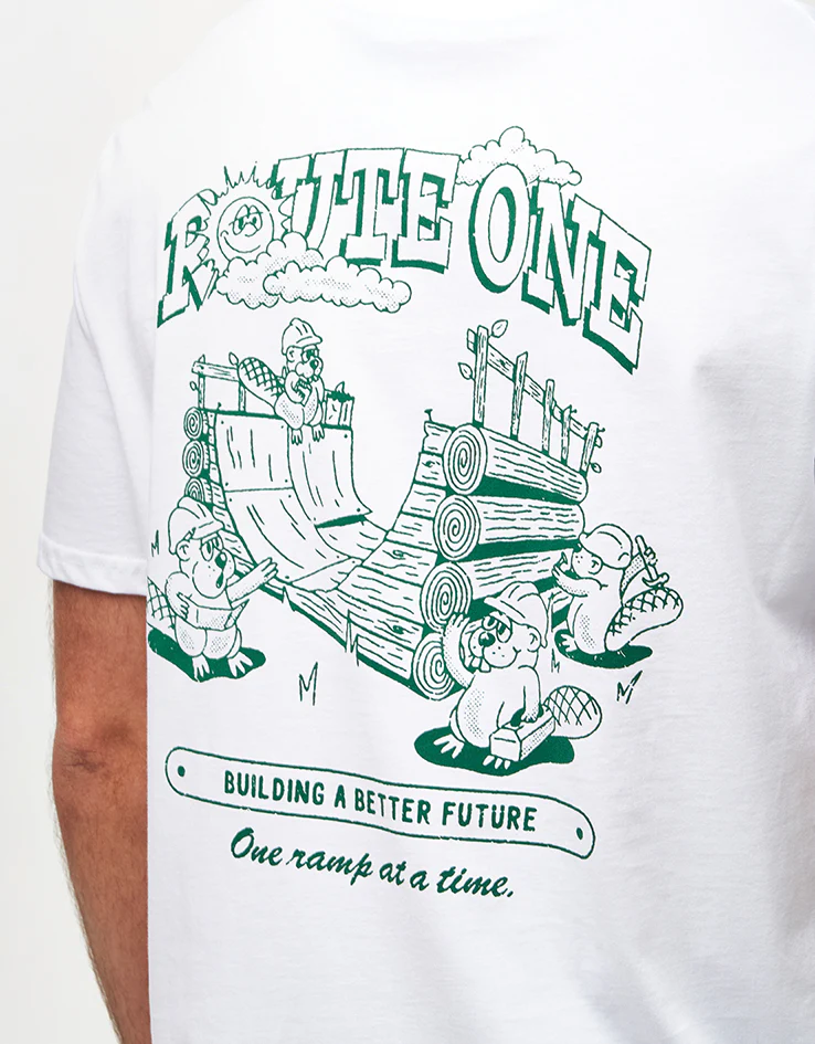 Route One Construction Organic T-Shirt - White - Image 3