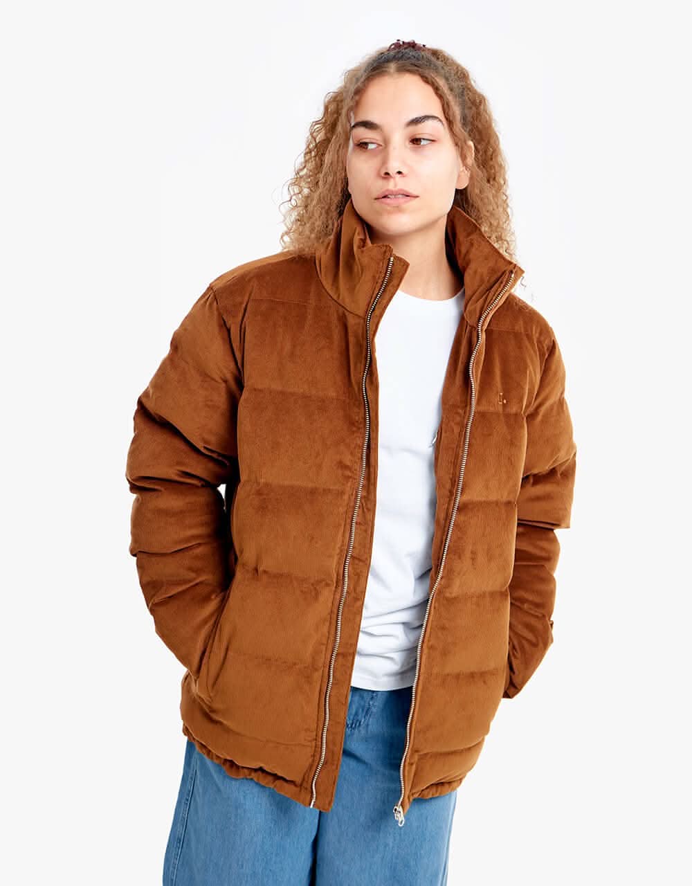 Route One Corduroy Puffer Jacket - Caramel - Image 13