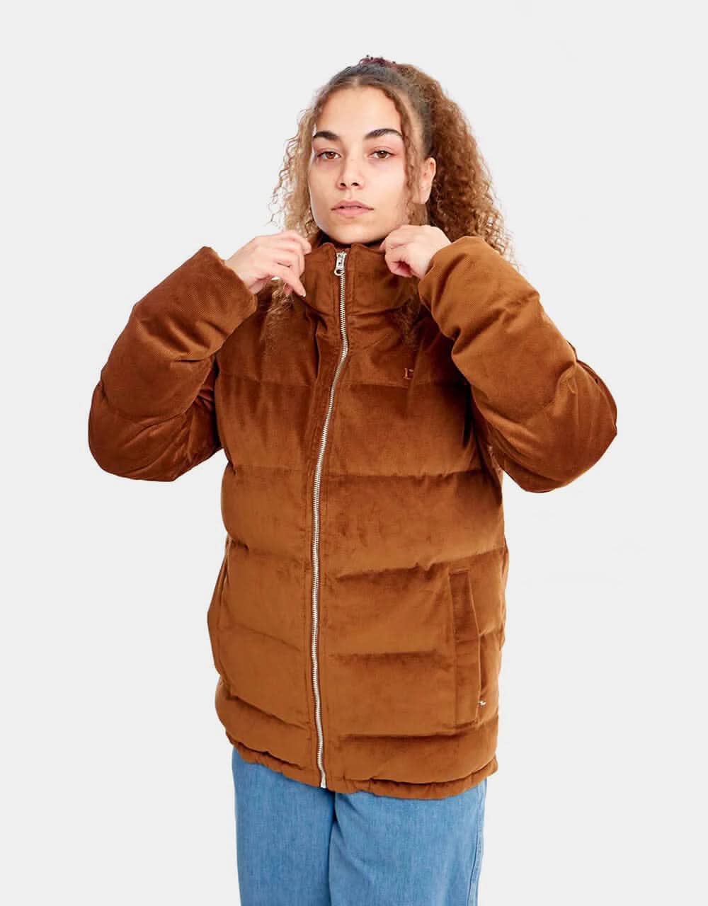 Route One Corduroy Puffer Jacket - Caramel - Image 8
