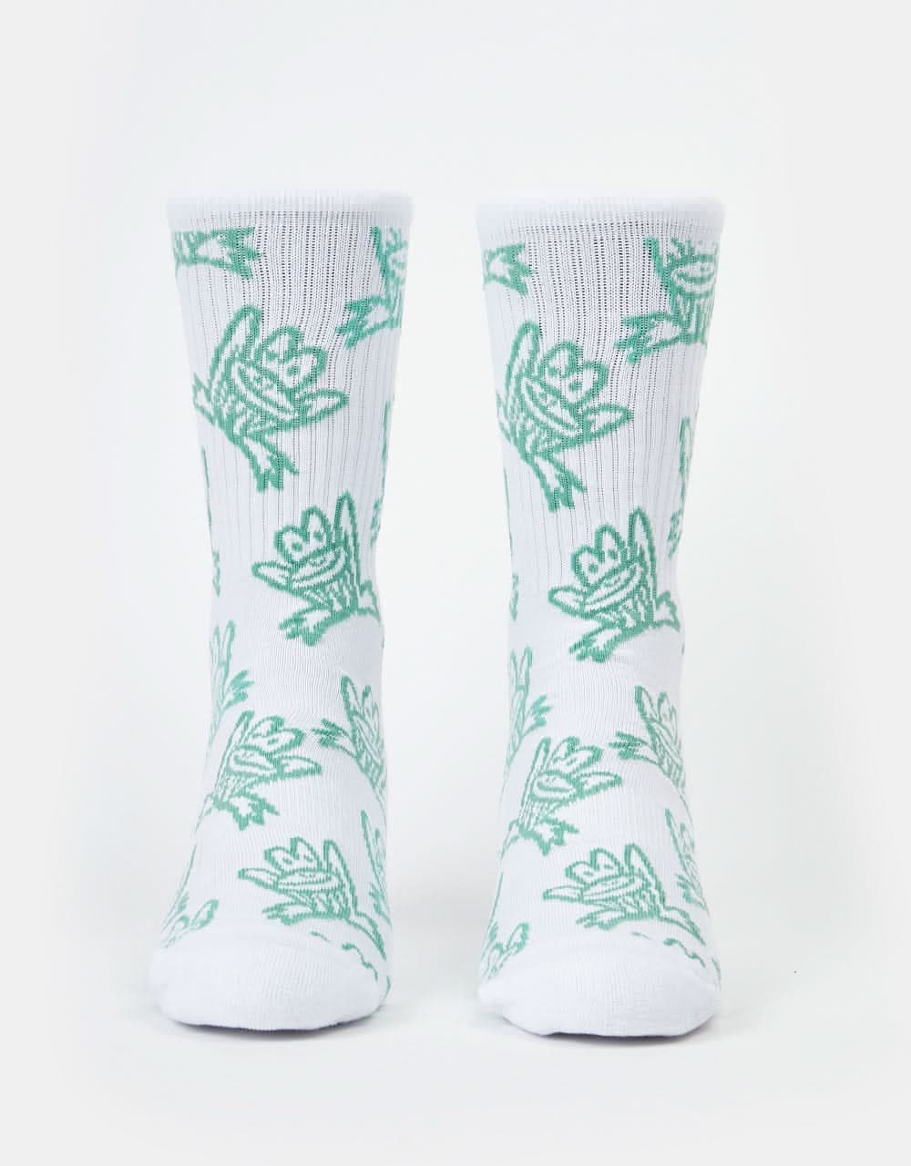 Route One Croak Crew Socks -White/Sage - Image 3