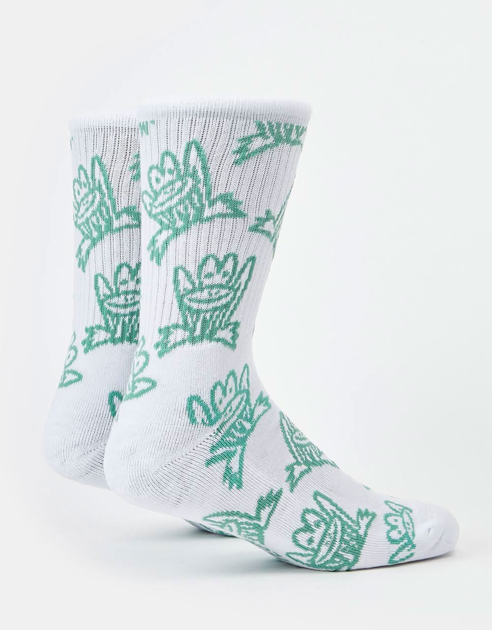 Route One Croak Crew Socks -White/Sage - Image 4