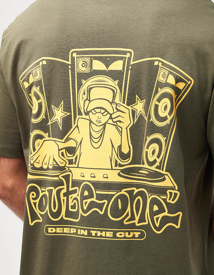 Route One Deep In The Cut Organic T-Shirt - Khaki - Image 3