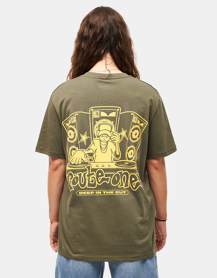 Route One Deep In The Cut Organic T-Shirt - Khaki - Image 5