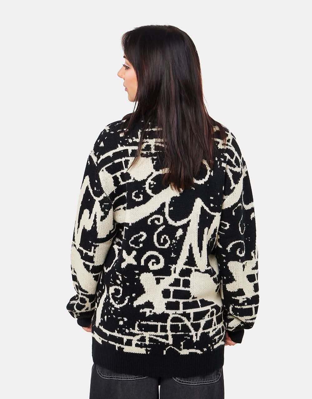Route One Defaced Knitted Sweater - Black/Ivory Cream - Image 6