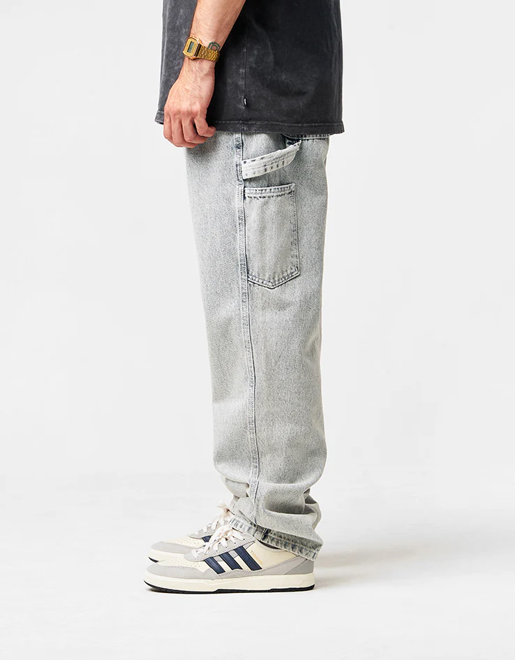 Route One Denim Carpenter Pants - Light Stone Wash - Image 3