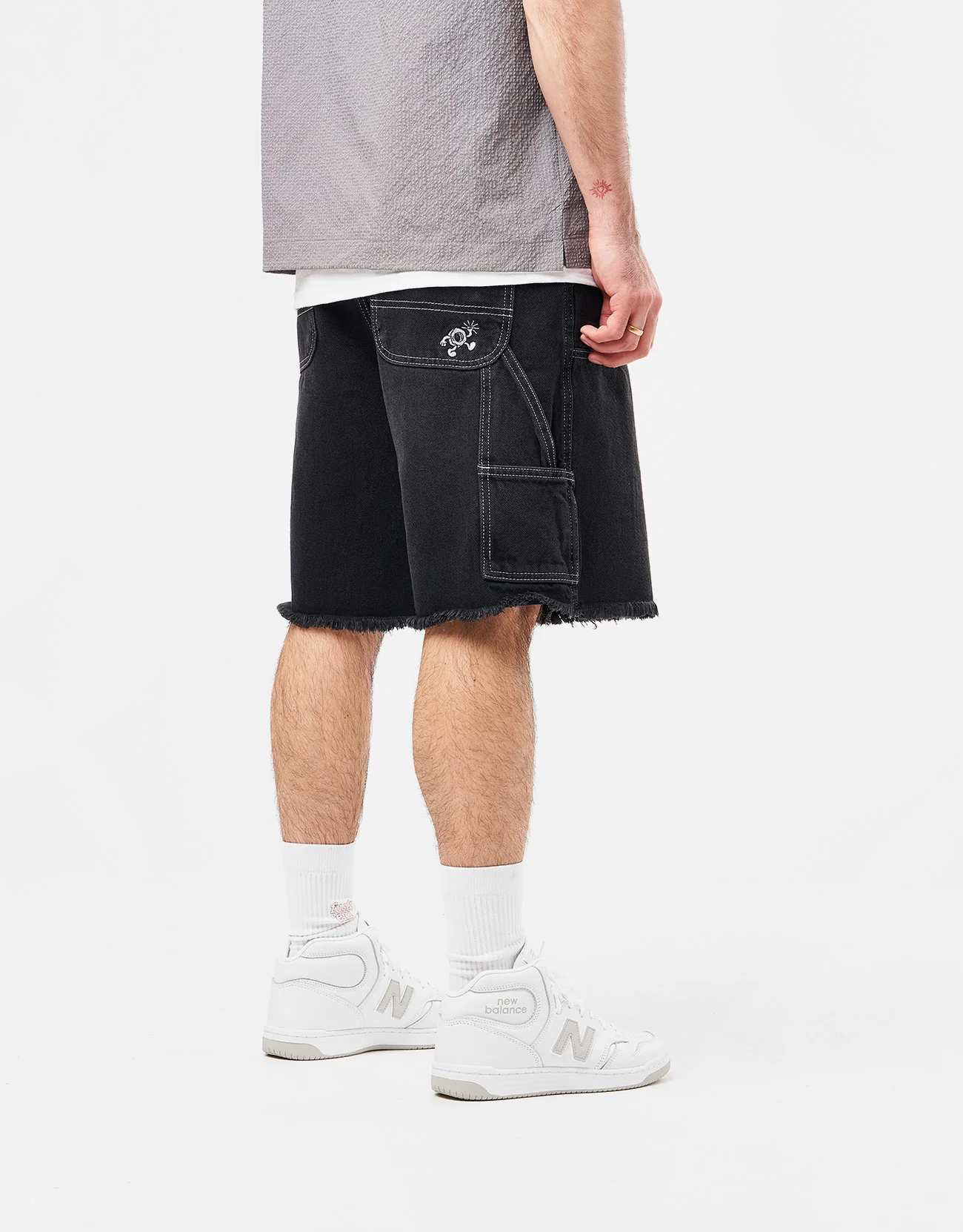 Route One Double Knee Baggy Jorts - Washed Black