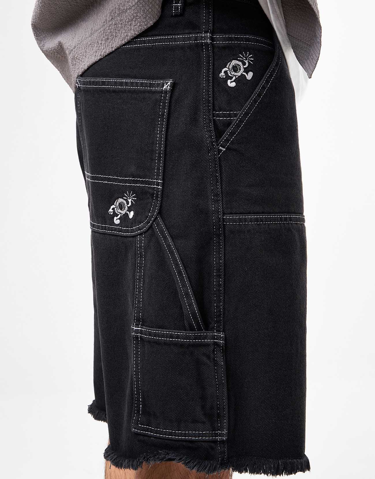 Route One Double Knee Baggy Jorts - Washed Black - Image 4