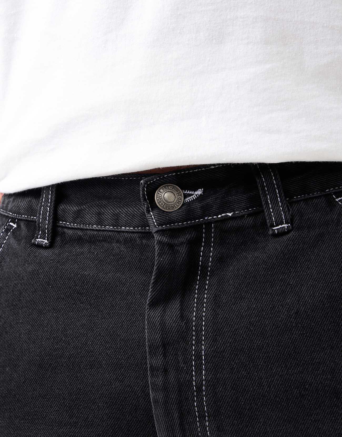 Route One Double Knee Baggy Jorts - Washed Black - Image 5