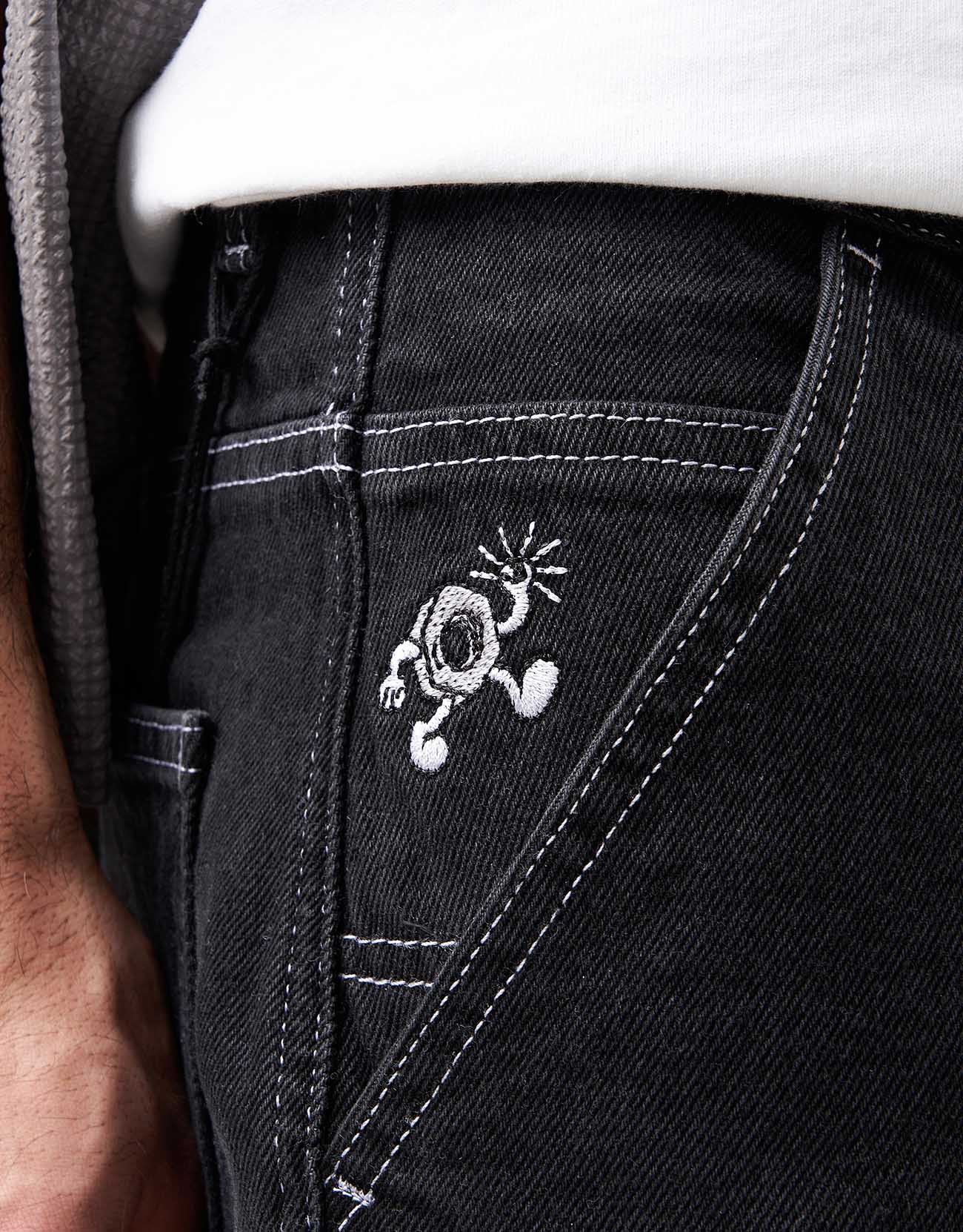 Route One Double Knee Baggy Jorts - Washed Black - Image 8