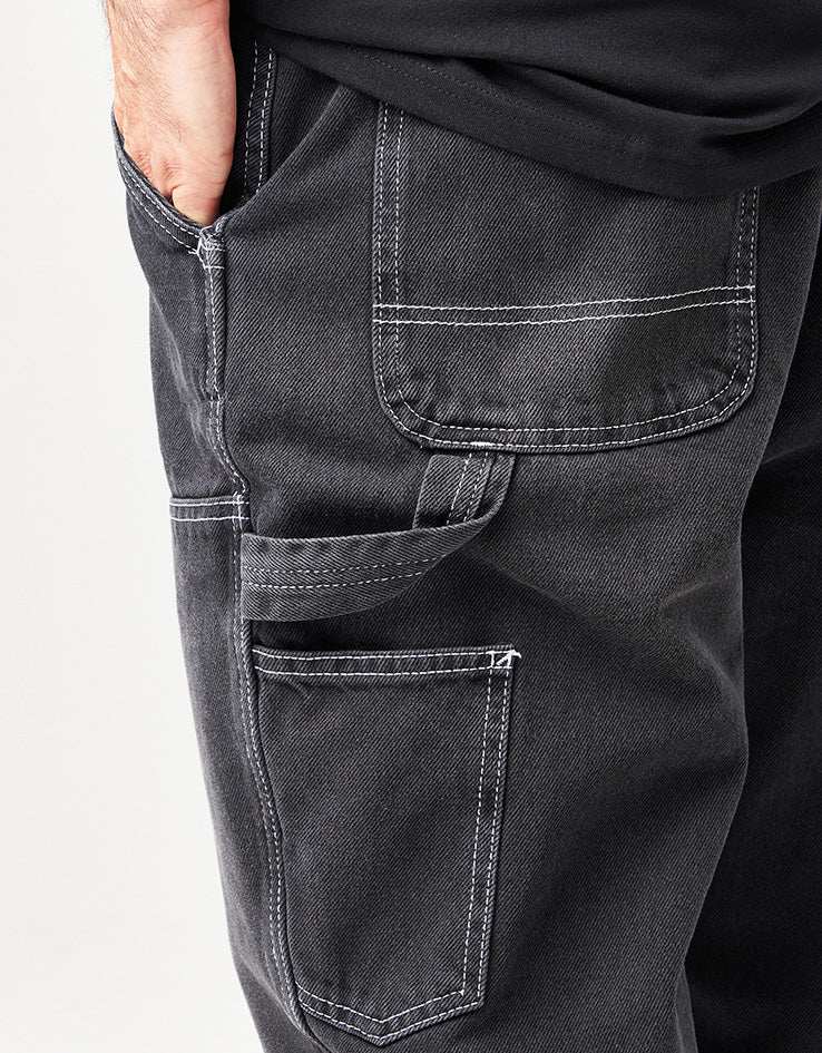 Route One Double Knee Denim Pants - Washed Black - Image 5