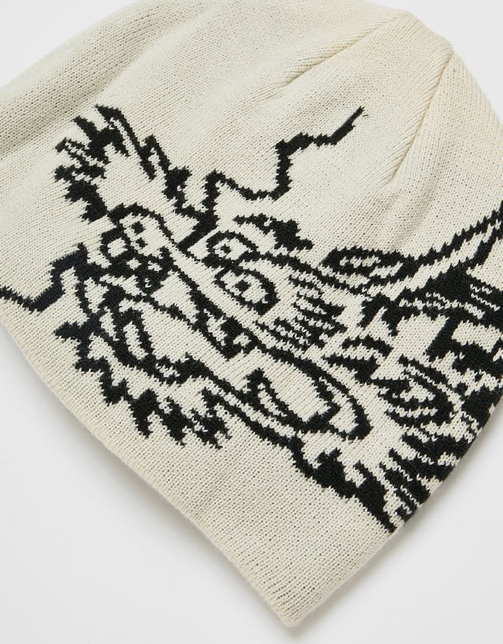 Route One Dragon Cuffless Beanie - Angora/Black - Image 3