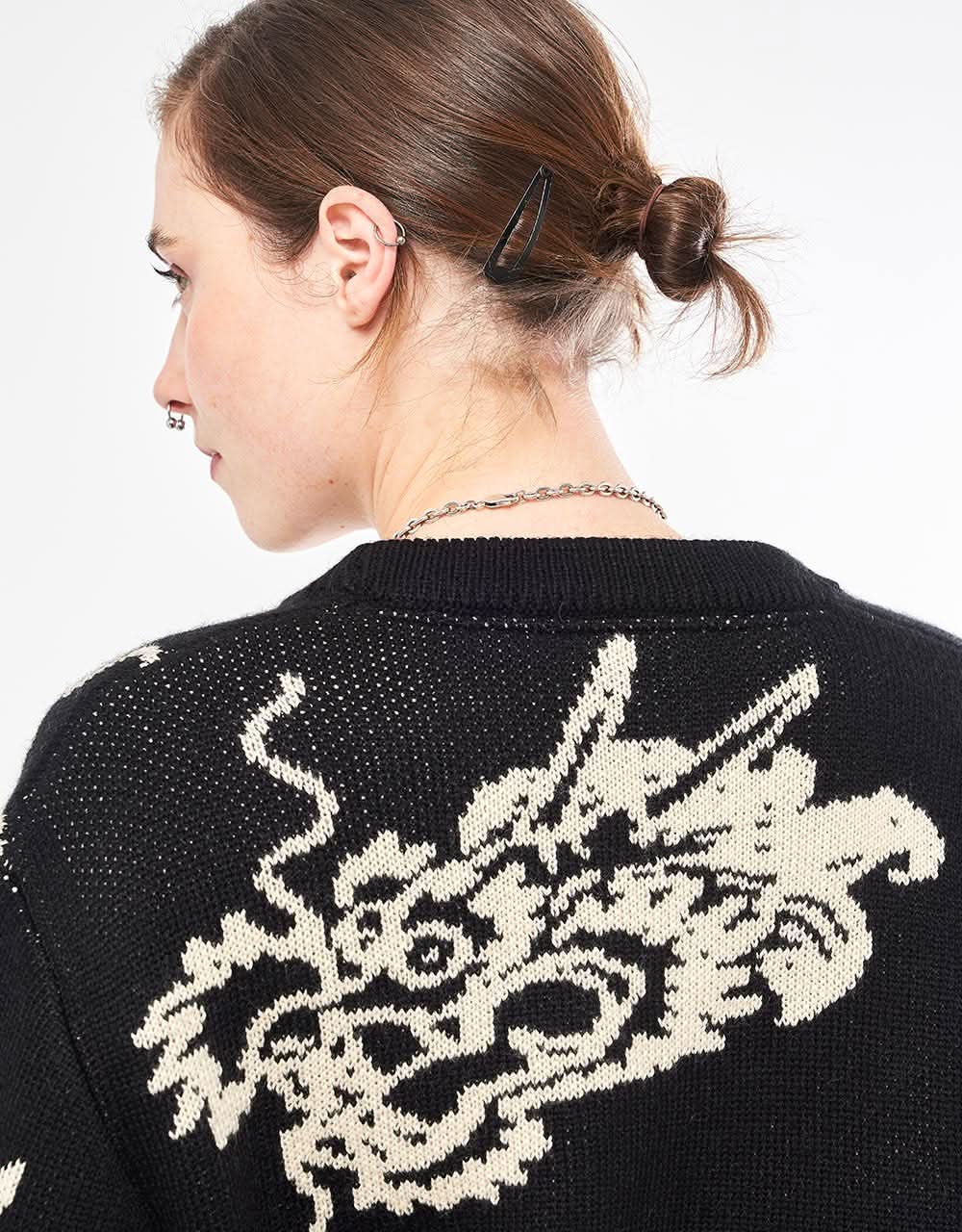 Route One Dragon Knitted Cardigan - Black - Image 12