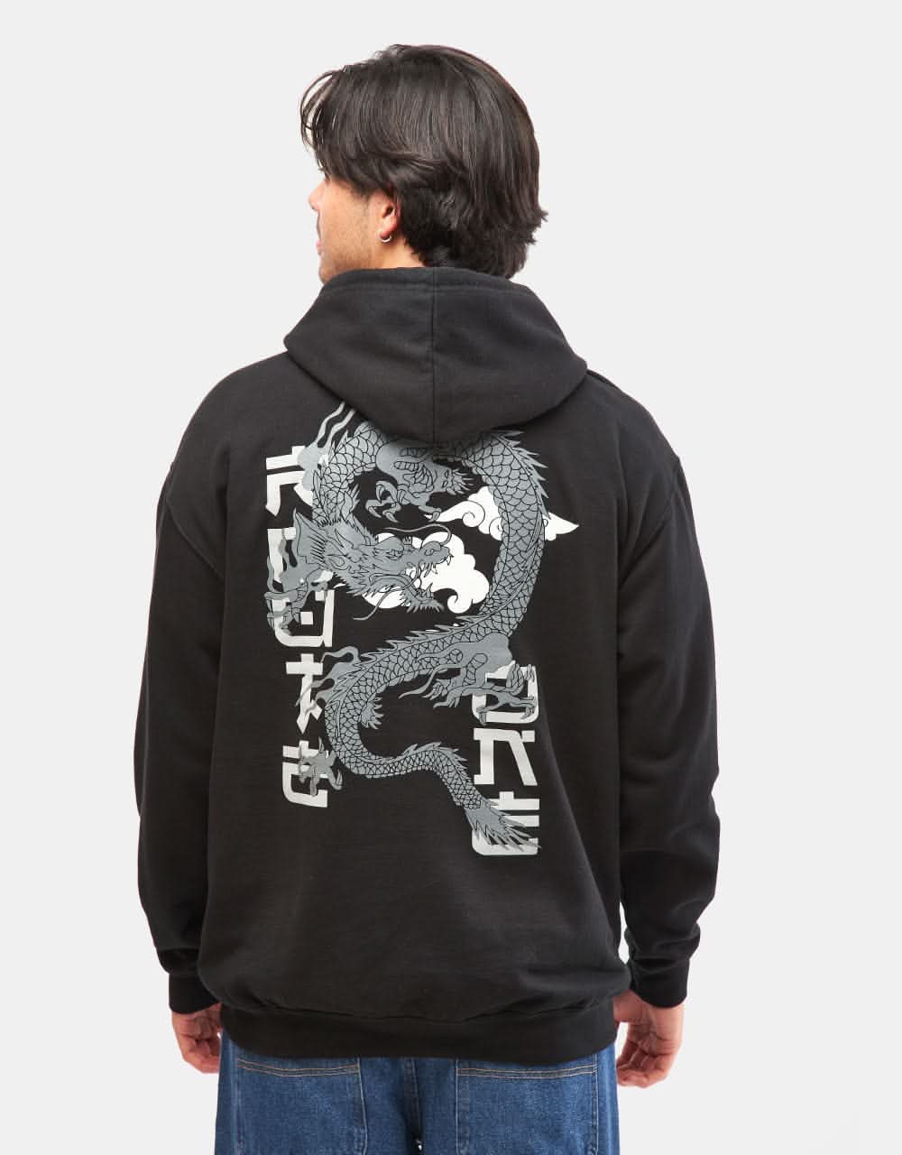 Route One Dragon Midweight Pullover Hoodie - Deep Black