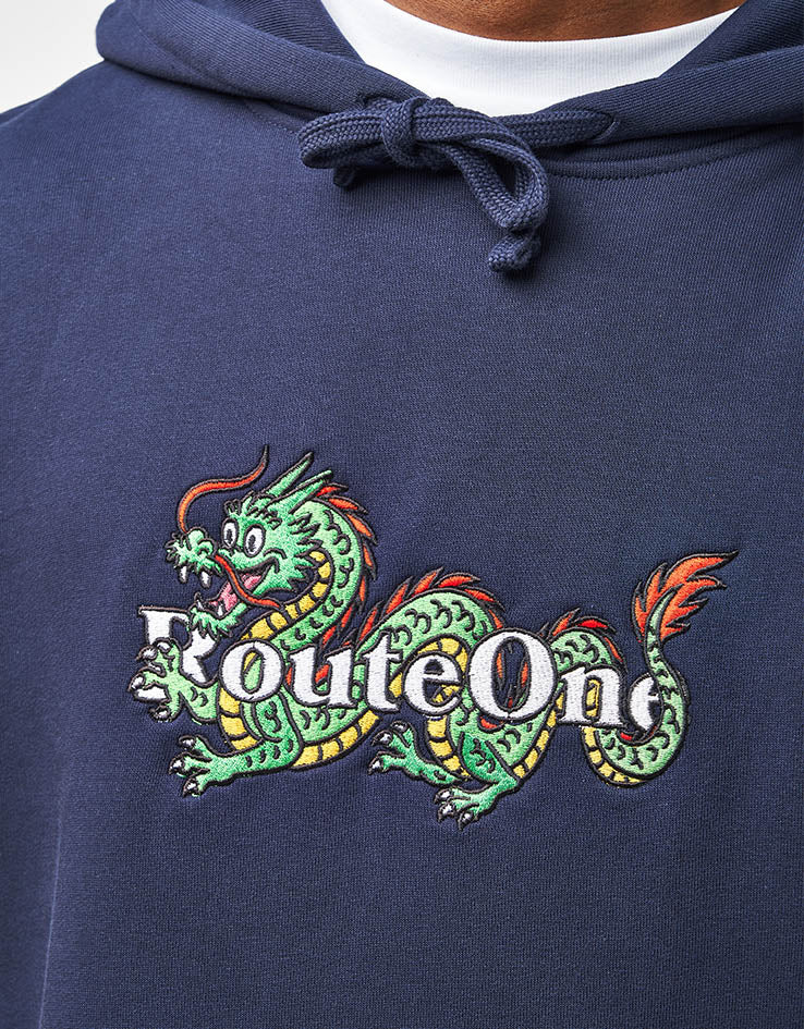 Route One Dwagon Heavyweight Hoodie - Navy - Image 3