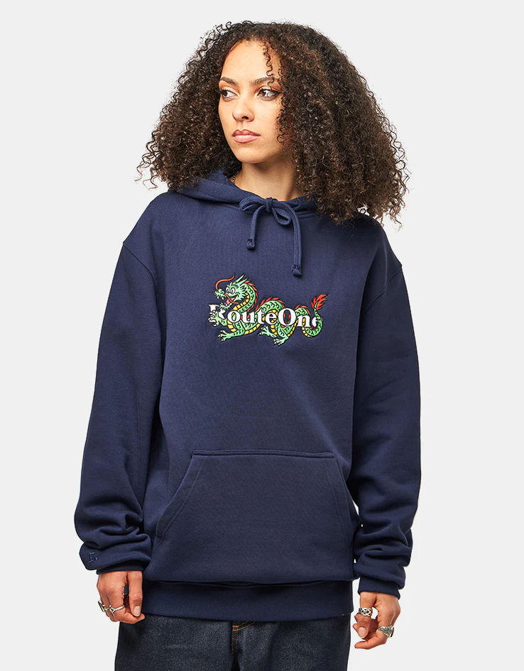Route One Dwagon Heavyweight Hoodie - Navy - Image 6