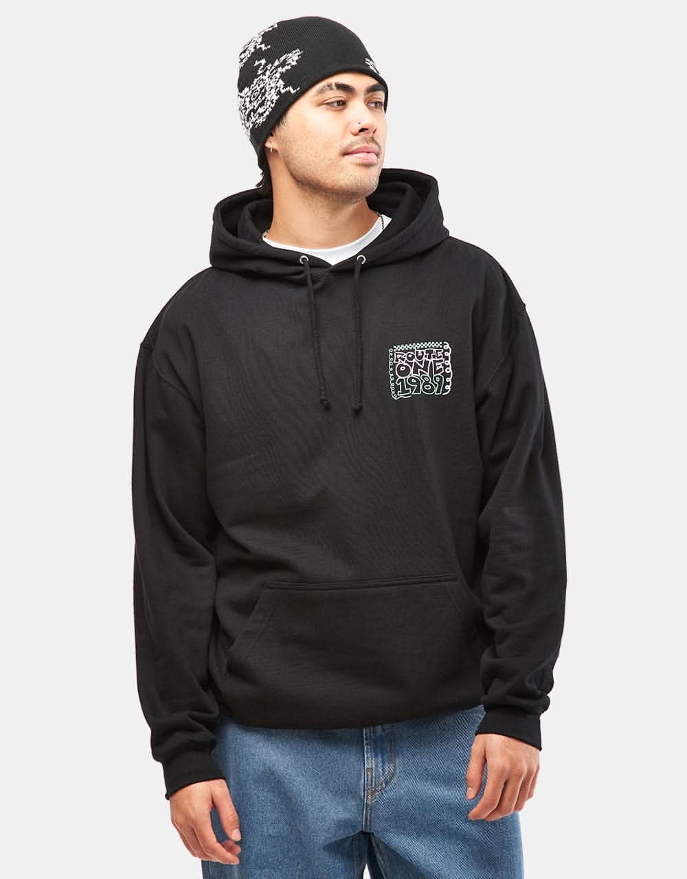 Route One Eighteez Midweight Pullover Hoodie - Deep Black - Image 2