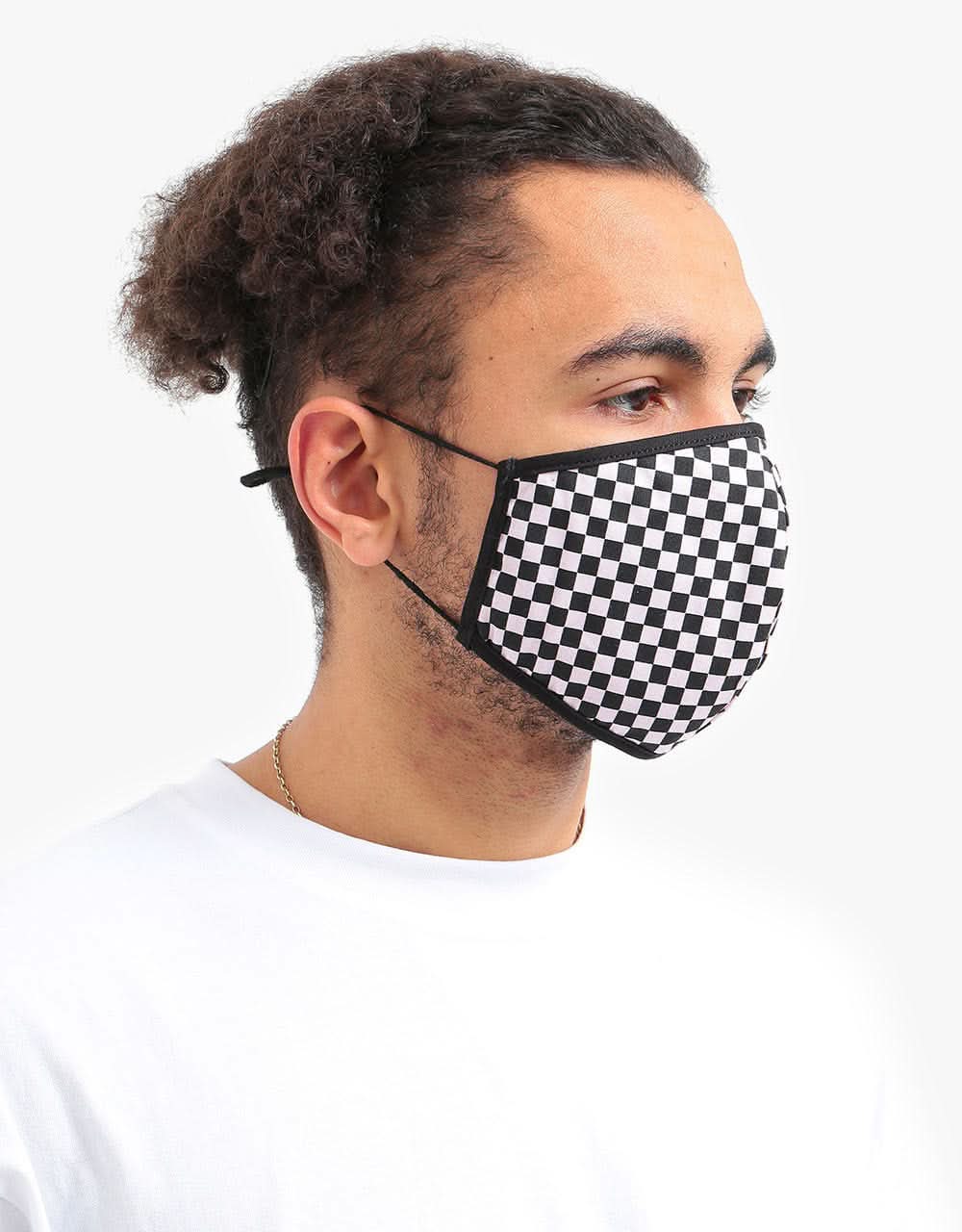 Route One Organic Cotton Face Mask - Black & Pink Checkerboard - Image 5