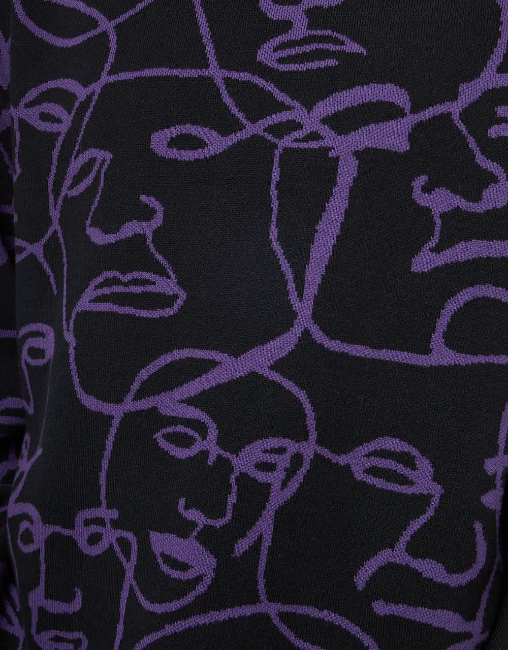Route One Faces Knitted Sweater - Black/Dove - Image 4