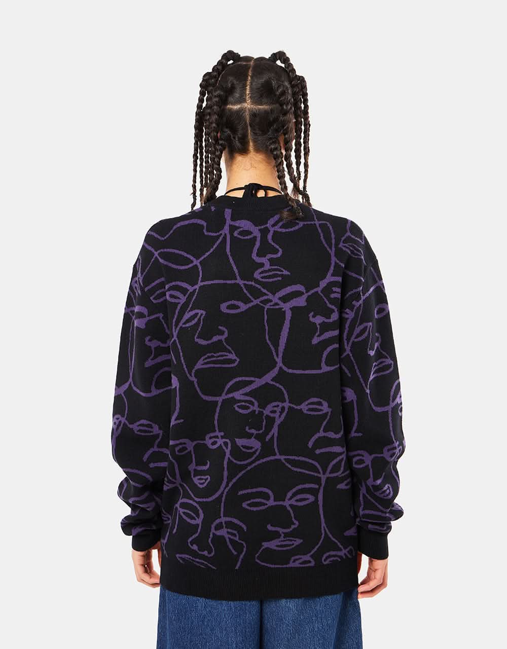 Route One Faces Knitted Sweater - Black/Dove - Image 9