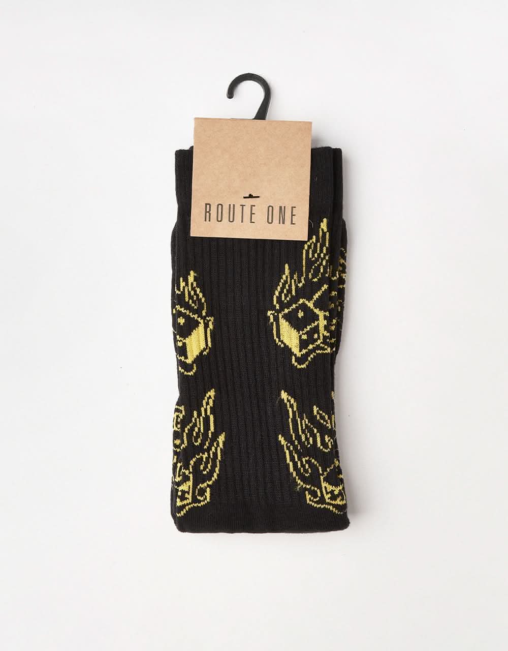 Route One Fire Dice Crew Socks - Black - Image 5