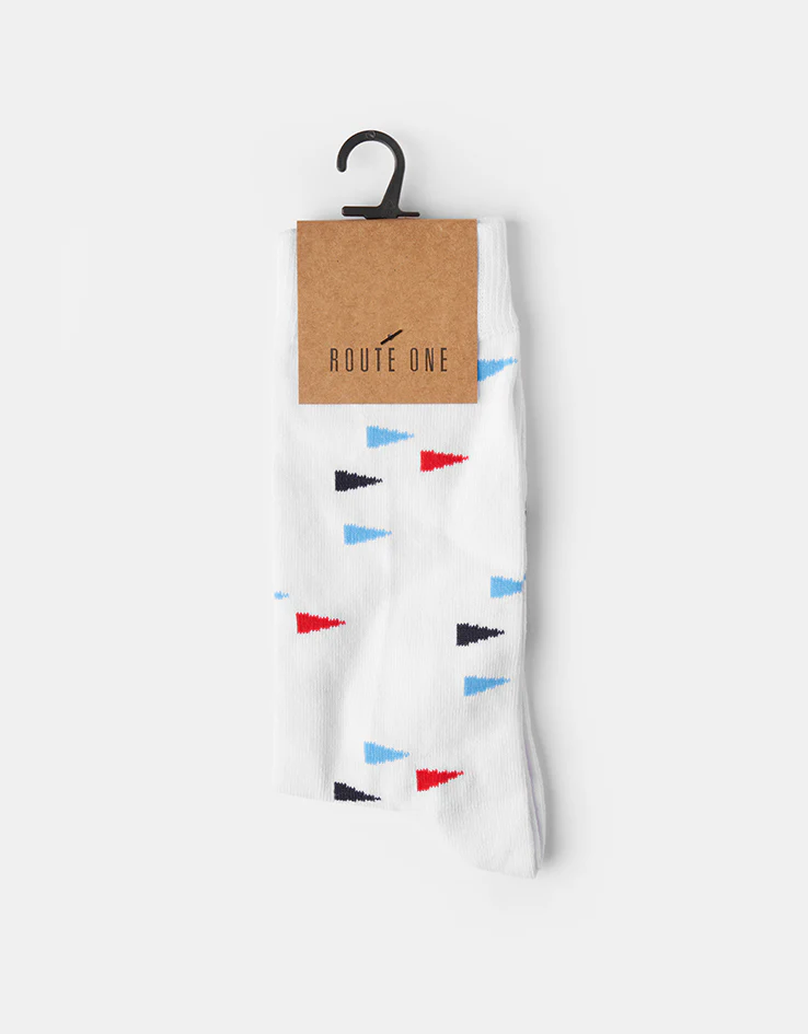 Route One Flag Socks - White - Image 2