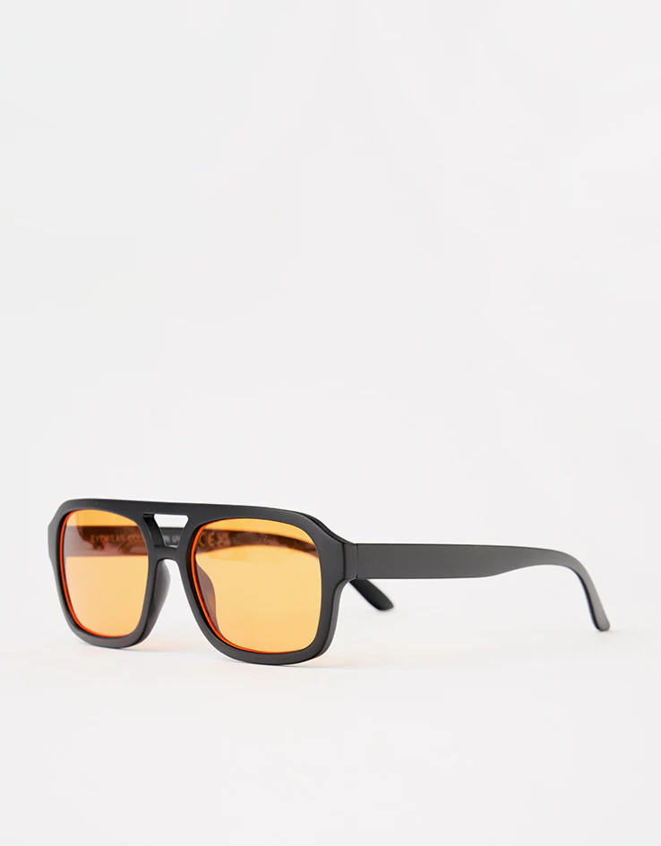Route One Flat Top Sunglasses - Black (Orange Lens) - Image 2