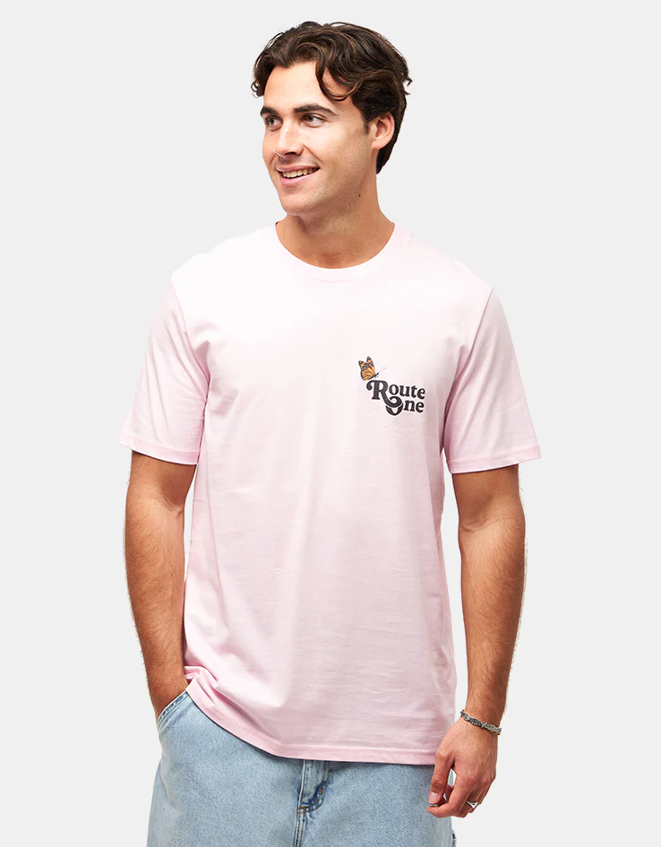 Route One Flutter Organic T-Shirt - Cotton Pink - Image 2