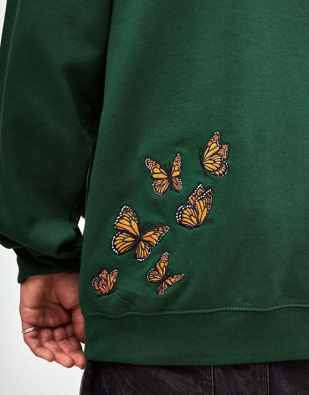 Route One Flutter Midweight Pullover Hoodie - Bottle Green - Image 5