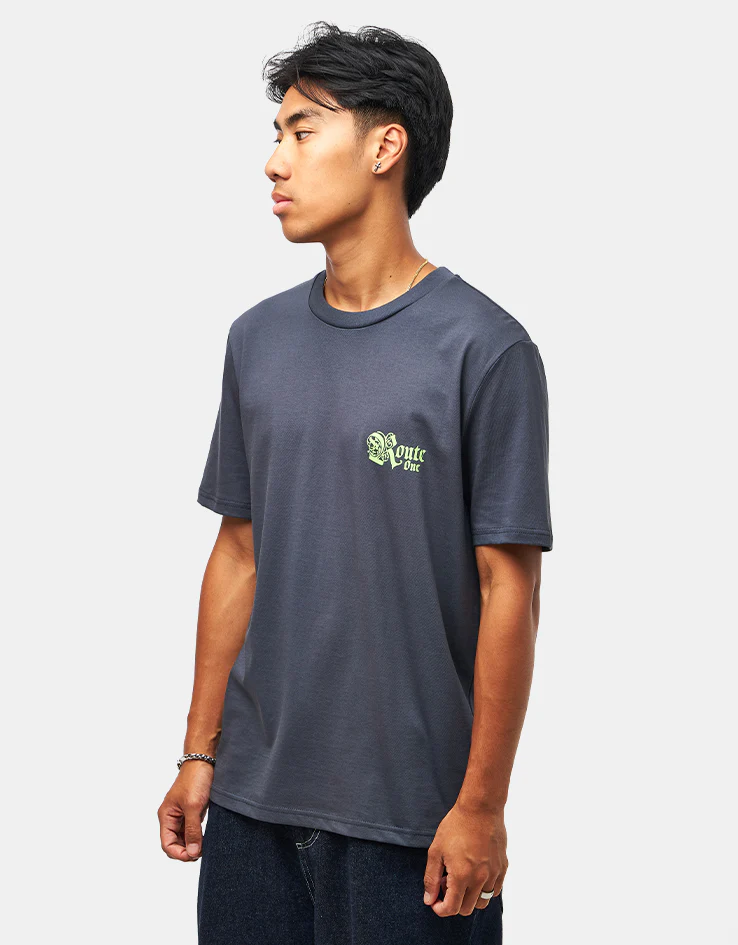 Route One Fortress Organic T-Shirt - India Ink Grey - Image 2