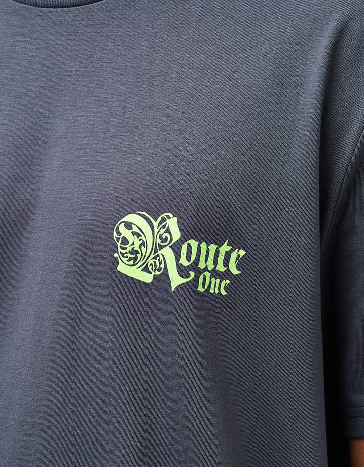 Route One Fortress Organic T-Shirt - India Ink Grey - Image 4