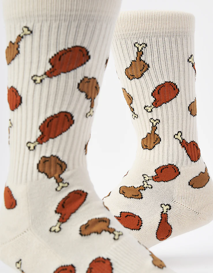 Route One Fried Chicken Crew Socks - Natural - Image 3