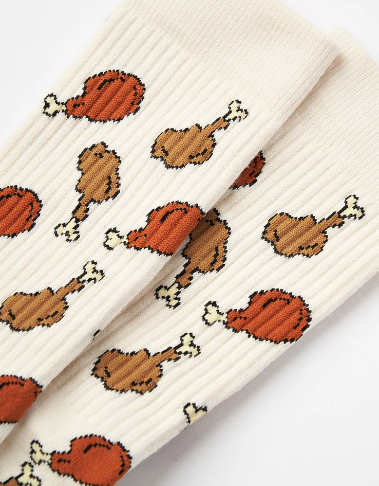Route One Fried Chicken Crew Socks - Natural - Image 4