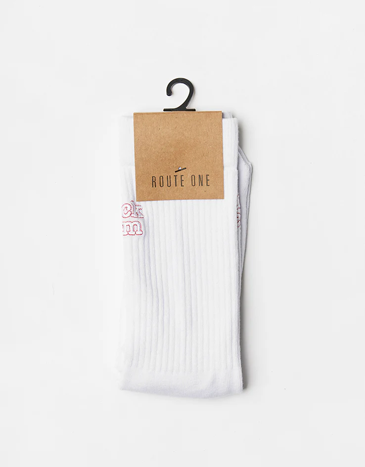 Route One Fuck 'Em Crew Socks - White - Image 2