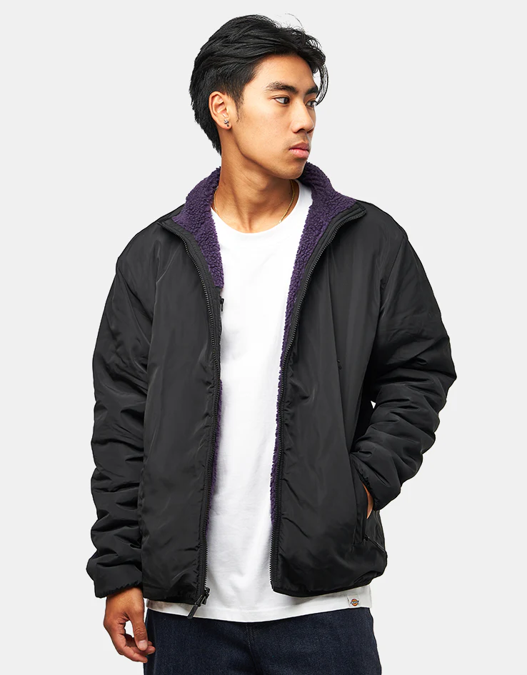 Route One Full Zip Reversible Fleece - Purple Velvet/Black - Image 2
