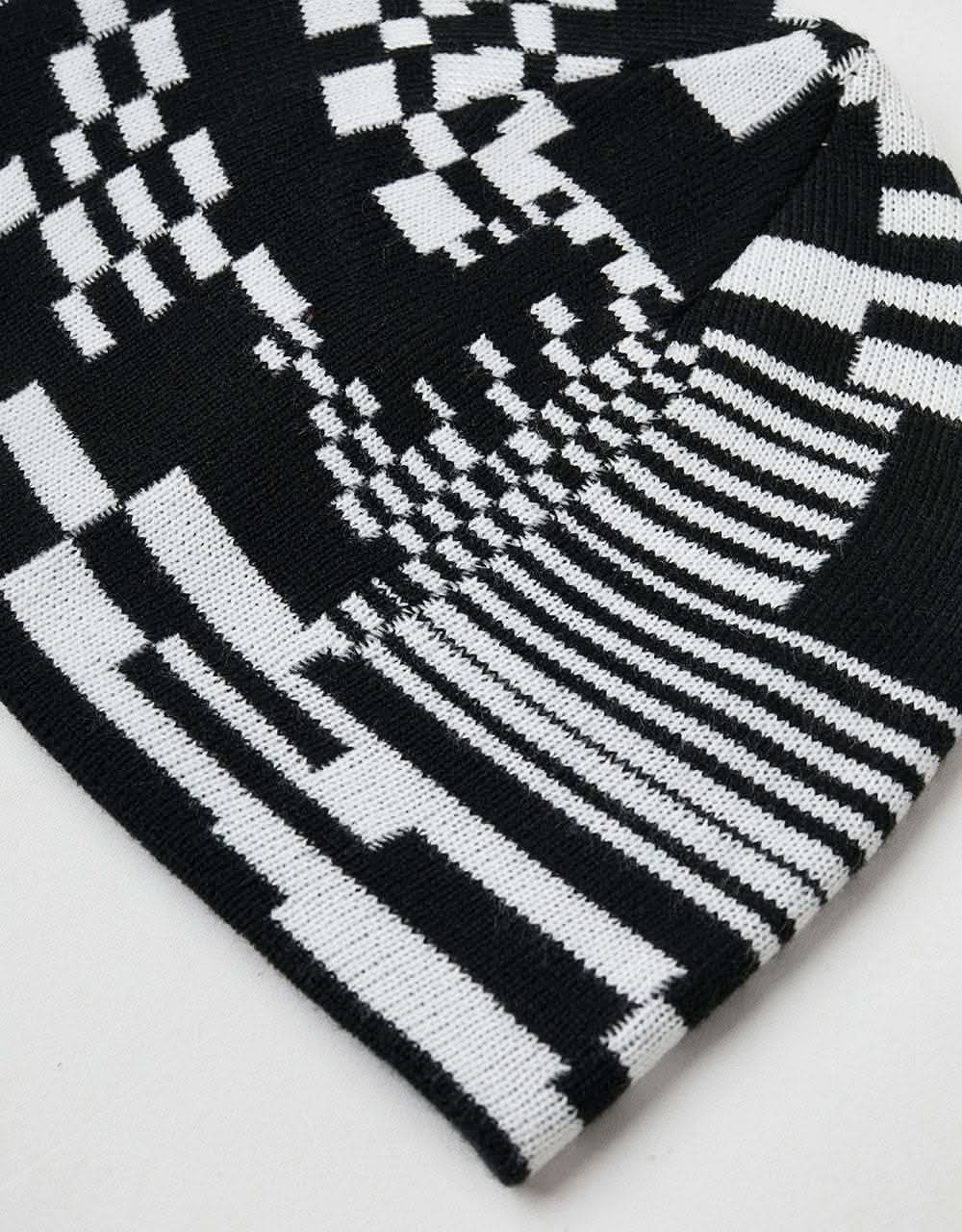 Route One Glitch Cuffless Beanie - Black/Angora - Image 3
