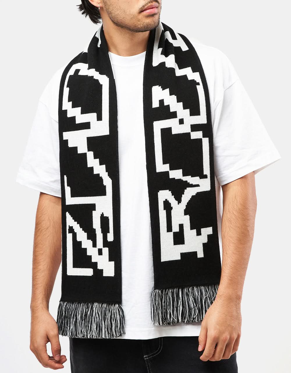 Route One Glitch Scarf - Black/Ivory Cream - Image 3