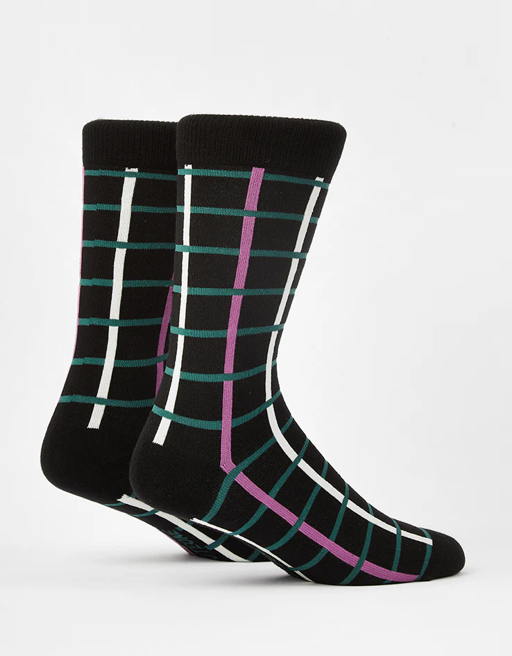 Route One Grid Socks - Black/Green/Purple - Image 2