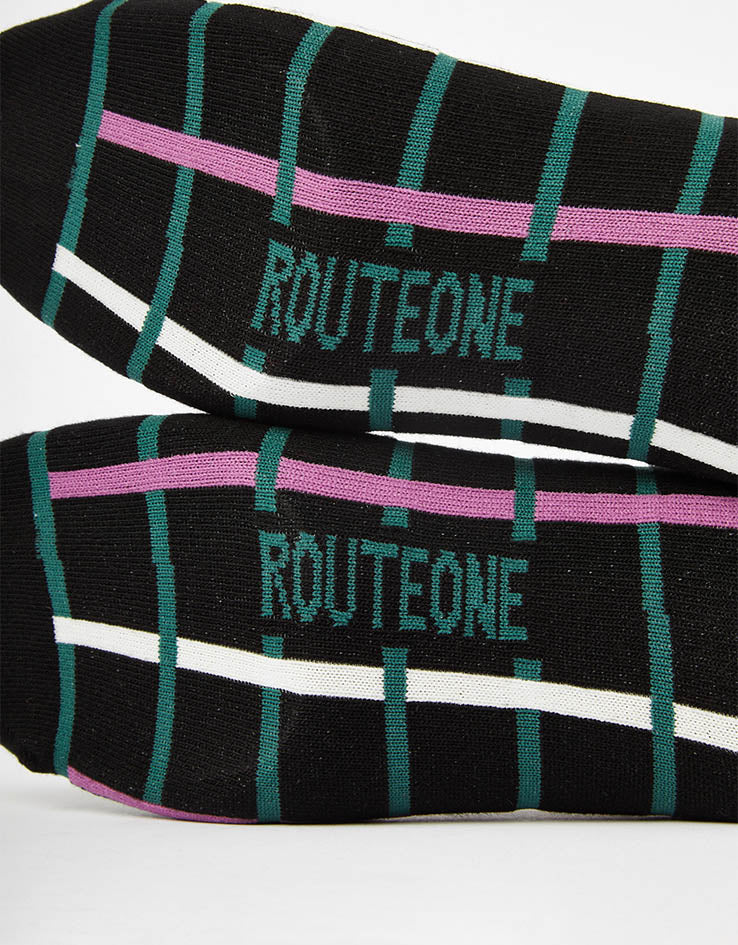 Route One Grid Socks - Black/Green/Purple - Image 4