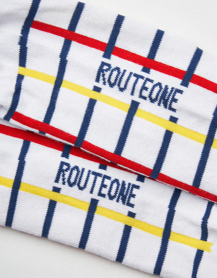 Route One Grid Socks - White/Red/Yellow/Blue - Image 4
