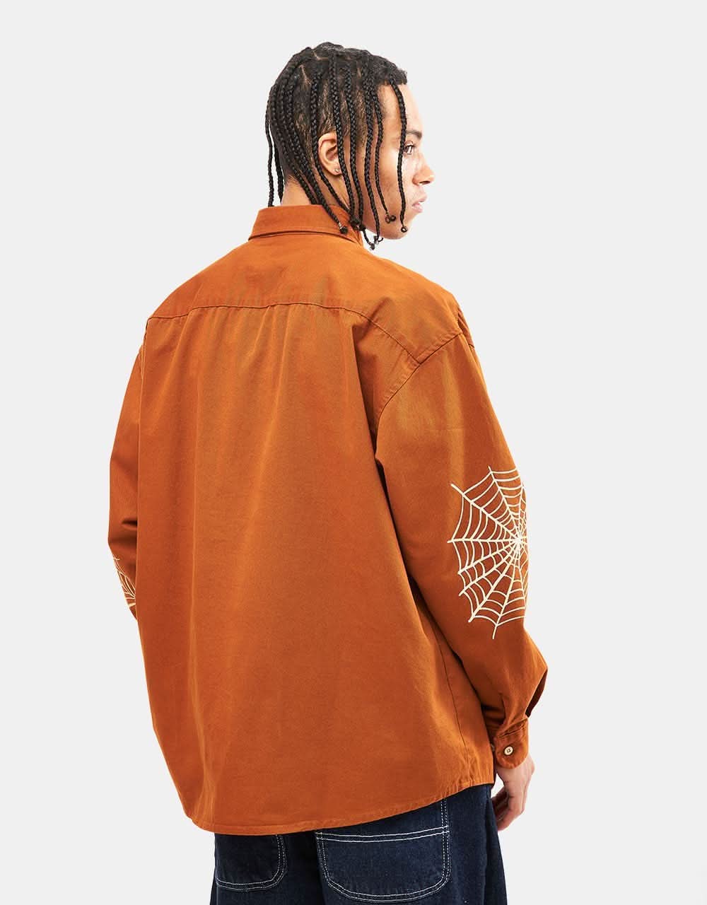 Route One Guarino Long Sleeve Shirt - Spiderweb/Brown - Image 4