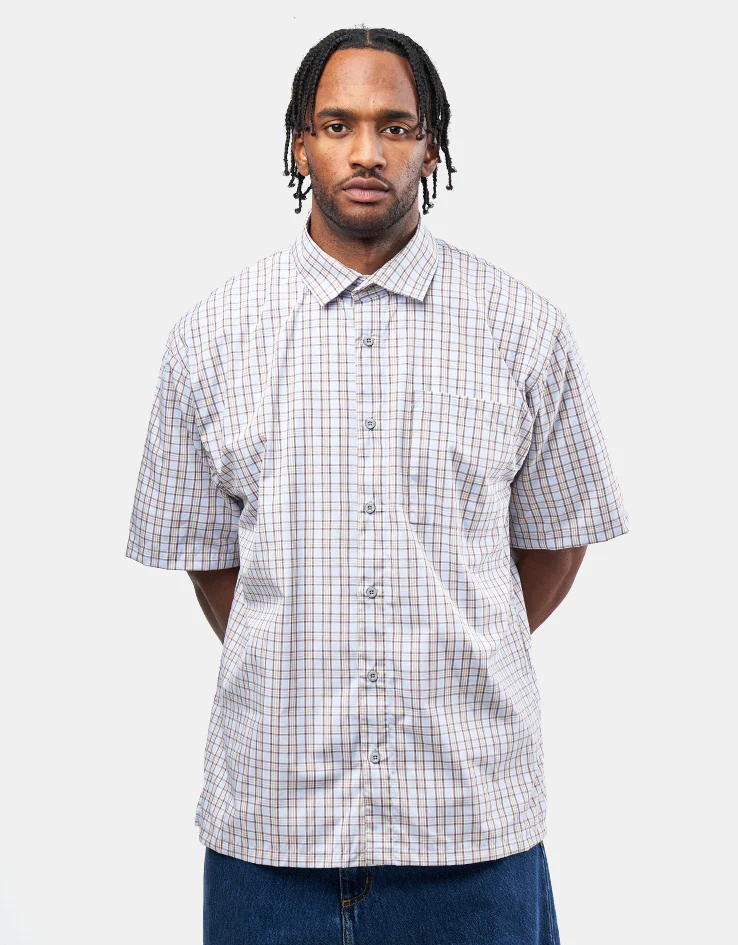 Route One Heath S/S Plaid Shirt - Blue/Green - Image 5