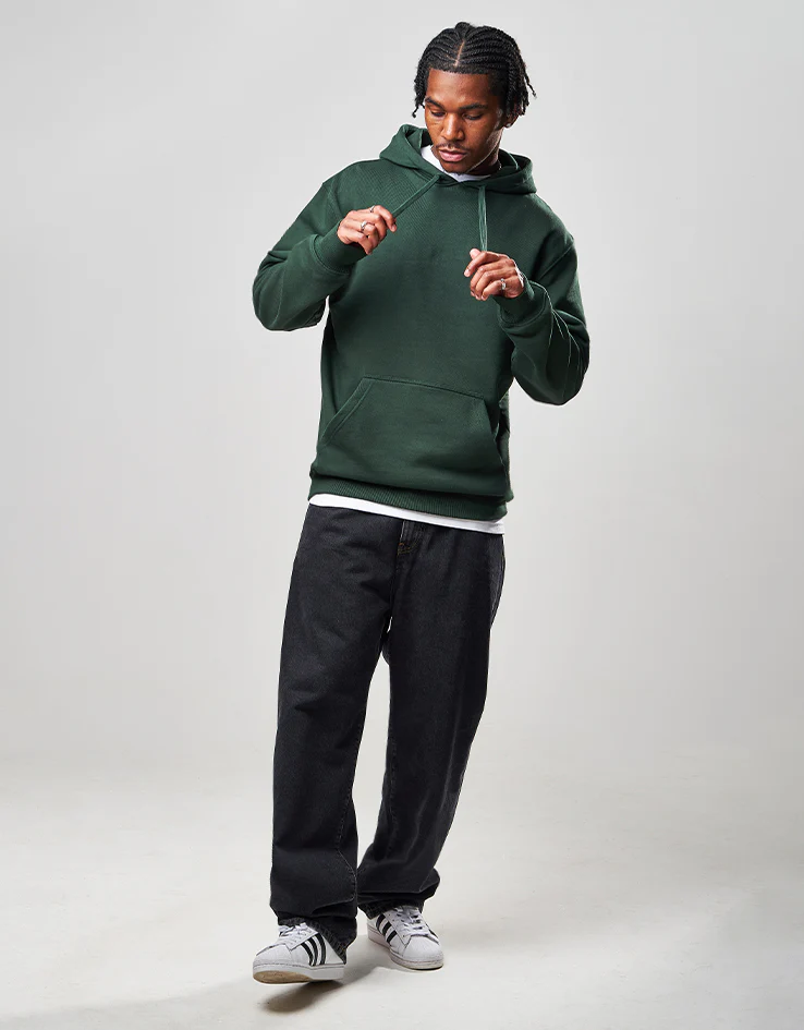 Route One Heavyweight Pullover Hoodie (400gsm) - Forest Green - Image 2