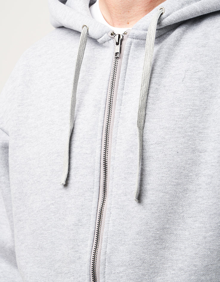 Route One Heavyweight Zip Hoodie (400gsm) - Heather Grey - Image 4