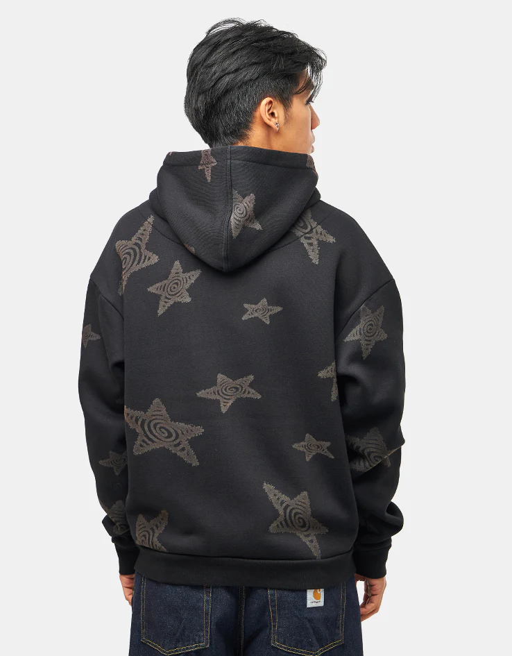 Route One Heavyweight Zip Hoodie (400gsm) - Stars (Black) - Image 3
