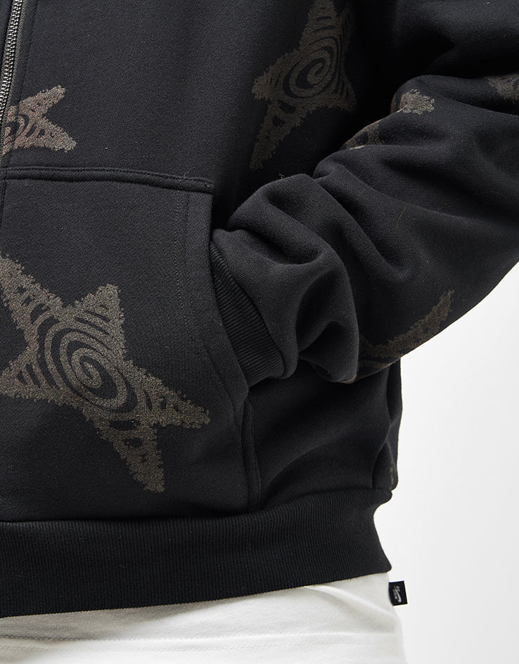 Route One Heavyweight Zip Hoodie (400gsm) - Stars (Black) - Image 5
