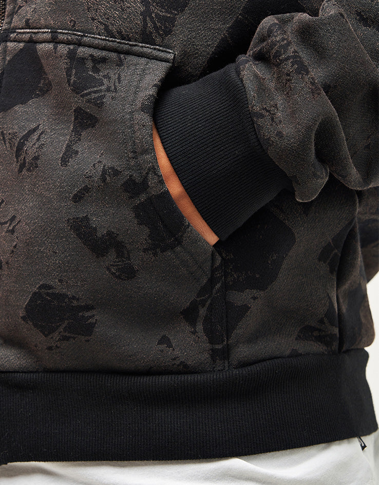 Route One Heavyweight Zip Hoodie (400gsm) - Tree Camo (Black) - Image 5