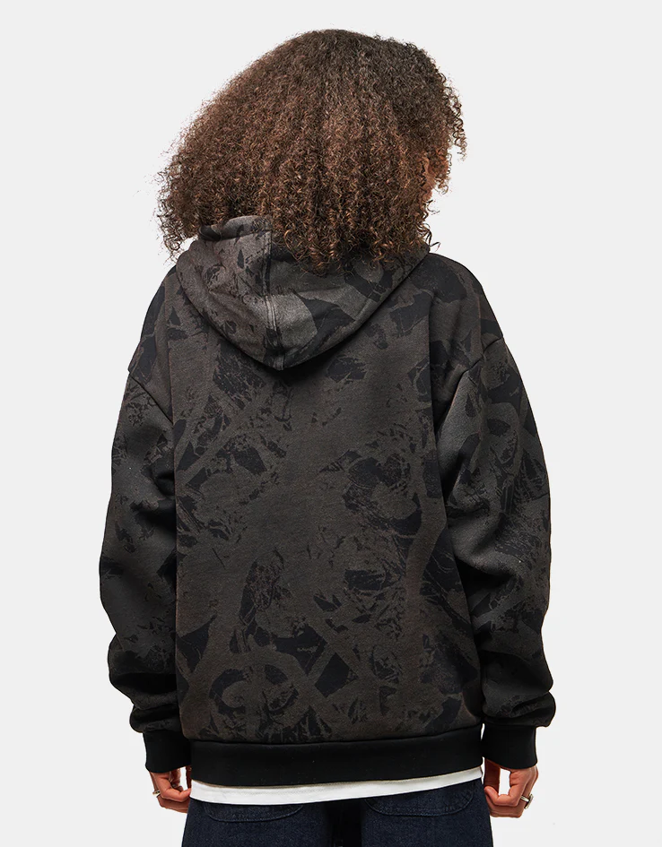 Route One Heavyweight Zip Hoodie (400gsm) - Tree Camo (Black) - Image 8